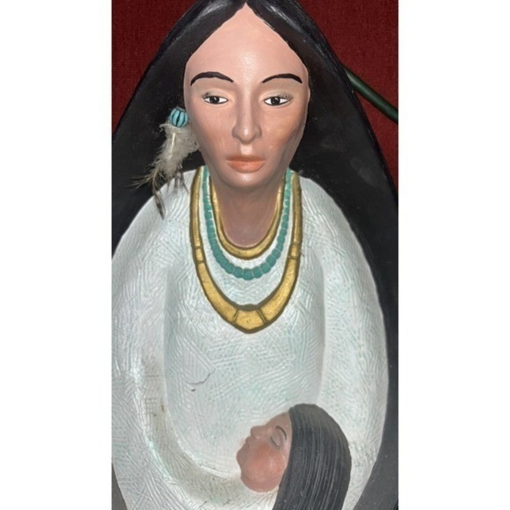 Native American Woman Baby Sculpture / Ceramic Large 24" Decoration Pottery Ar